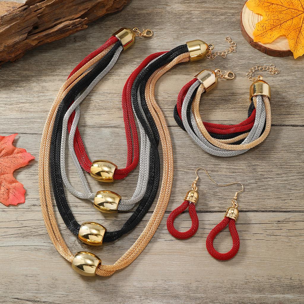 Gothic Layered Ball Pendant Choker Necklace Earrings Bracelet Women Punk Chunky Clavicle Chain Jewelry Steampunk Accessories