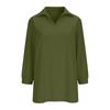 Women Casual Loose Fit Tunic Top V Neck Collared Three Quarter Sleeve Lightweight Blouse for Everyday Wear