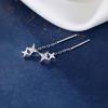 S999 Sterling Silver Four-Pointed Star Thread Earrings: Women's High-End Niche Luxury
