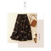 Floral Vintage Big Hem Airy Flowing Plus Lined Half-body Skirt