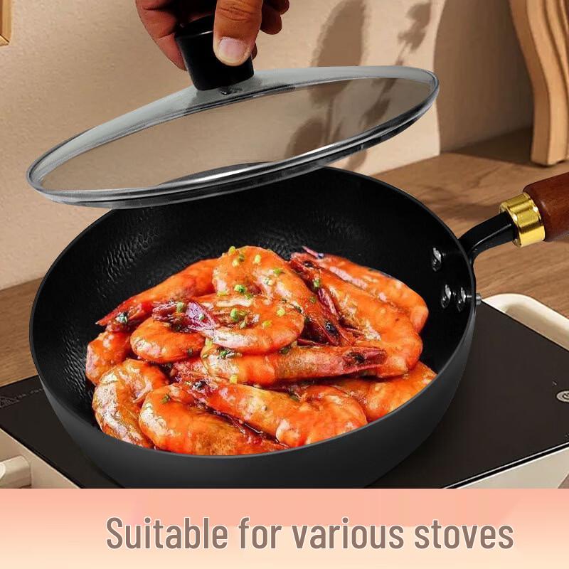 Authentic Zhangqiu Hand-Hammered 24cm Iron Wok