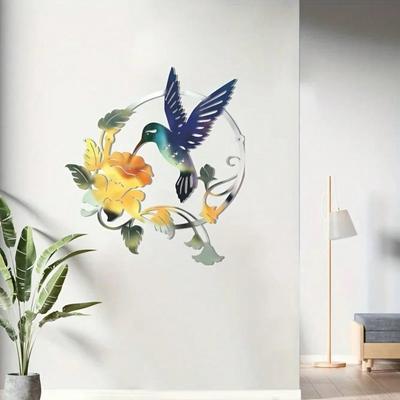 Metal Round Hummingbird Wall Sculpture, 3D Home Decor Art, Garden Ornament, Handmade Iron Craft