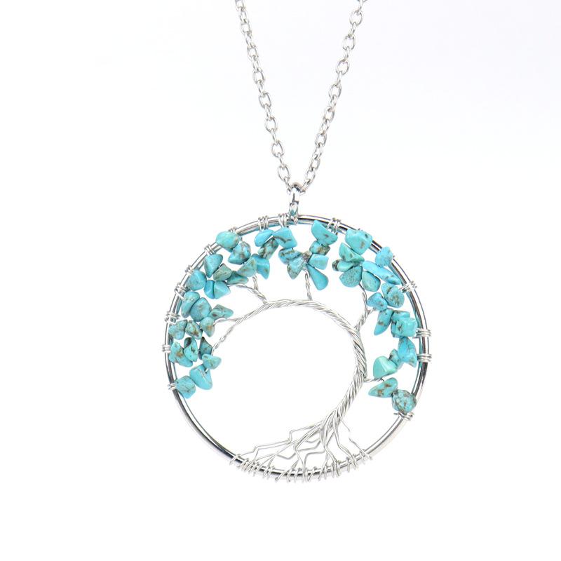 Hand Winding Bending Tree Of Life Necklace Natural Irregular Gravel Crystal Necklace N80