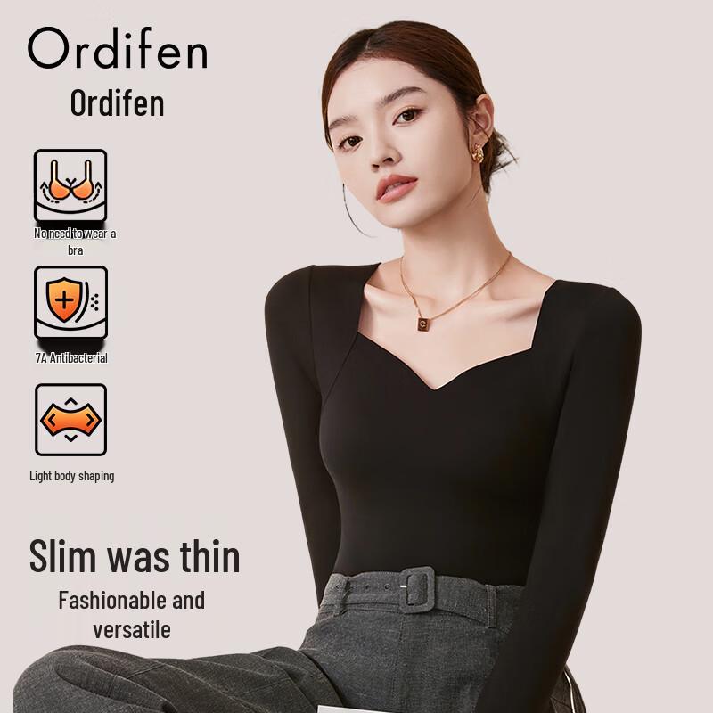 

Oudifen Бесшовный термотоп базового слоя с воротником «чайка» для женщин M