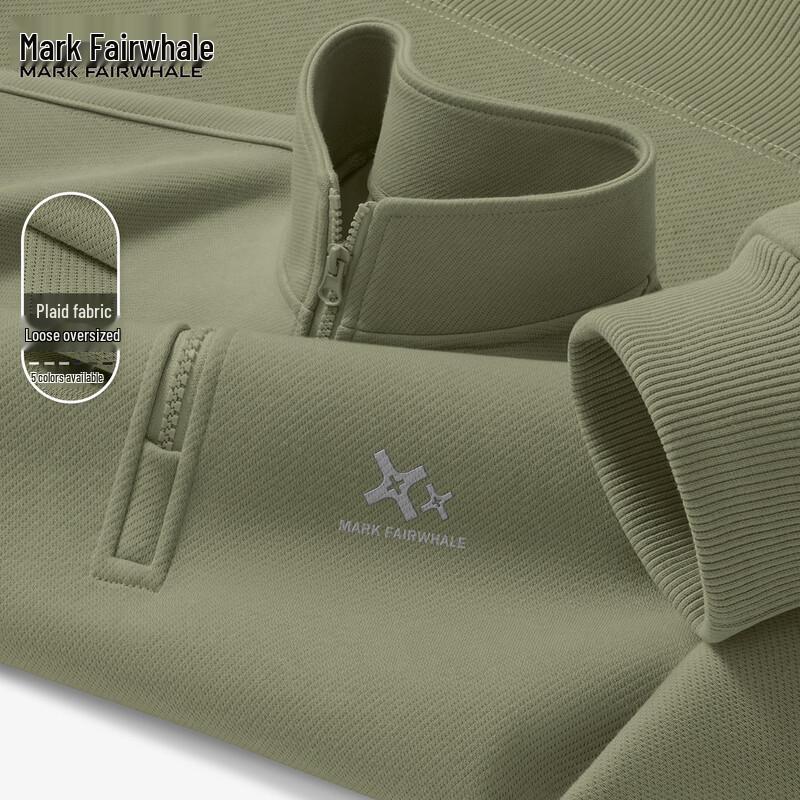 Mark Fairwhale Men s Loose Fit Half-Zip Stand-Collar Sweatshirt