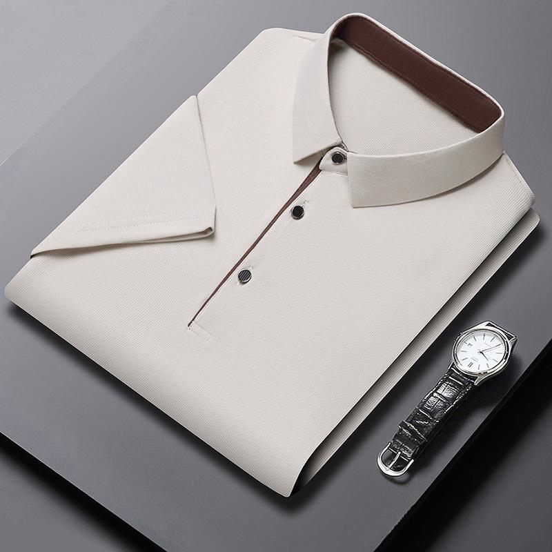 Solid Color Polo Shirt Men Business Polo Collar Half Sleeved Top Summer Casual Short Sleeved T-shirt Men Mountaineering Shirts