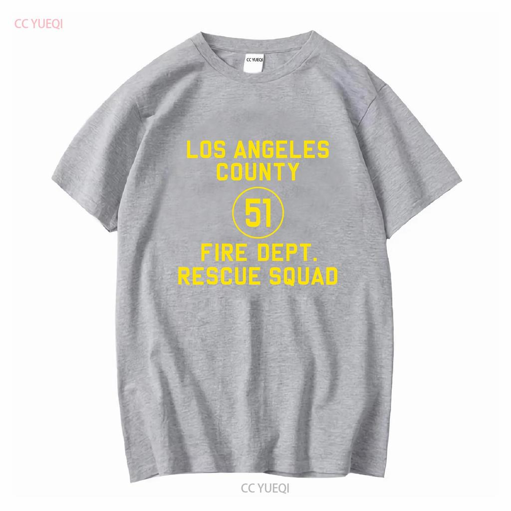 LA County 51 Fire Dept Resque Squad Logo Truck Side T Shirt vintage Washed Comfortable Stretched Casual Soft Unisex Slightly