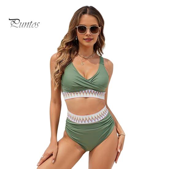 

Женский комплект бикини из двух частей, купальник с высокой талией, V-образный вырез, утягивающий живот, купальный костюм для повседневной носки на пляже и вечеринках S армия зеленый