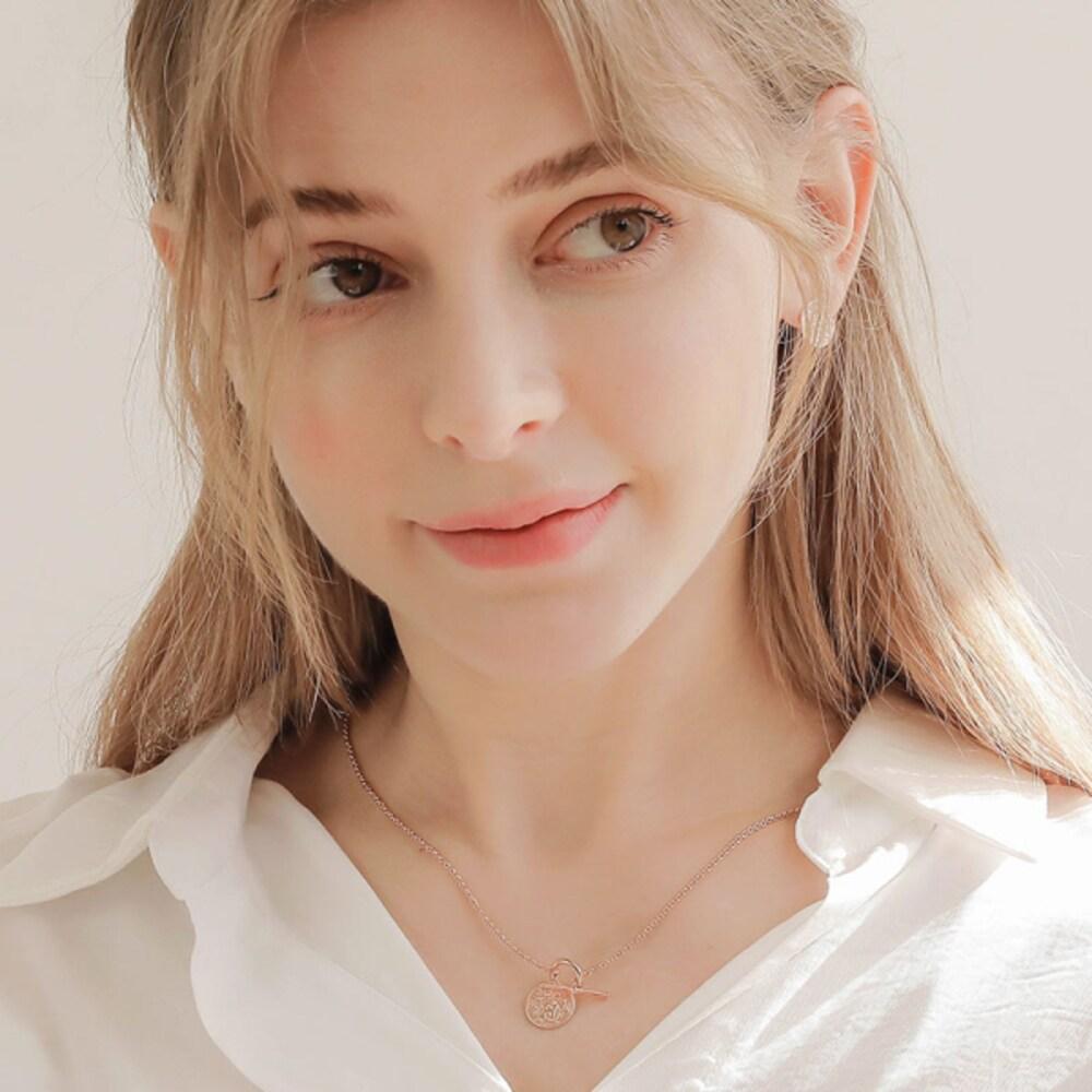 J.Lauren Rose Gold Coin Toggle Silver Necklace N01001_22