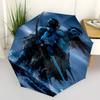 Blauer Krieger-Schirm im Avatar-Stil: Automatisches Öffnen/Schließen, Faltbares Design, Regenschutz für den Außenbereich für Fans und Reisende0198b