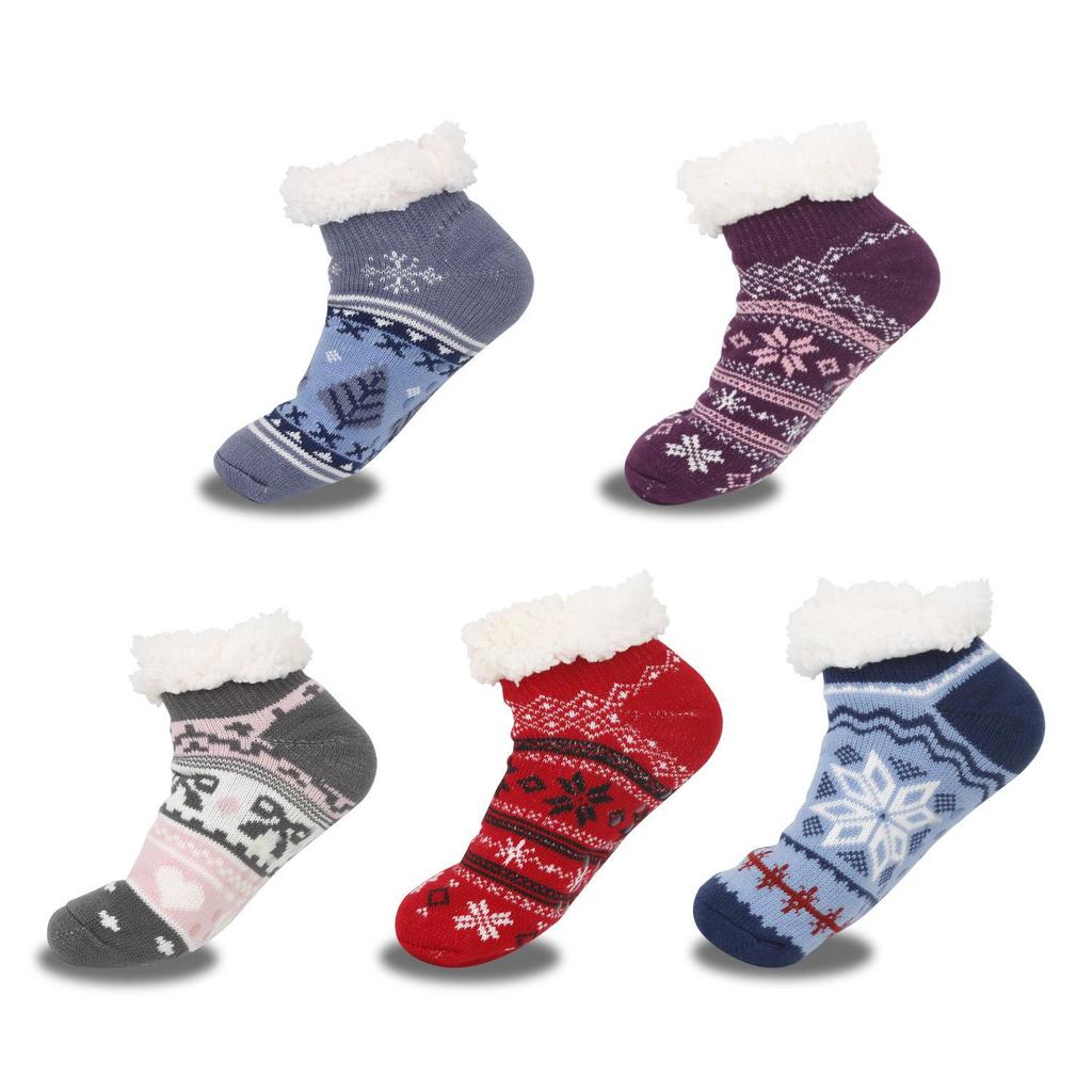 Przytulne skarpetki podłogowe antypoślizgowe: Pogrubiony aksamit, ciepłe skarpetki do spania i śnieżne kapcie