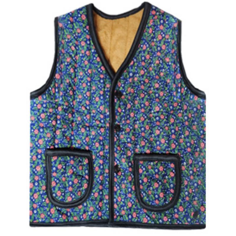 

K-Grannycore Floral Fleece Kimjang Vest Jokki (Blue Garden) – Karina & Jennie Inspired Retro Cozy Look Blue Garden (Free)