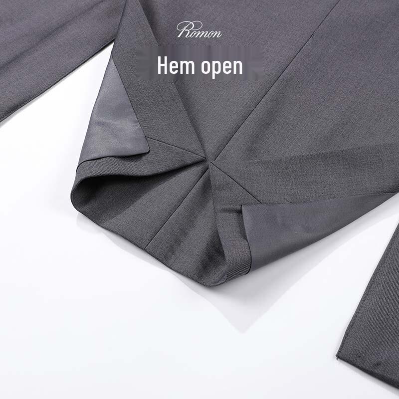 ROMON Men's Dark Grey Two-Button Business Suit Jacket