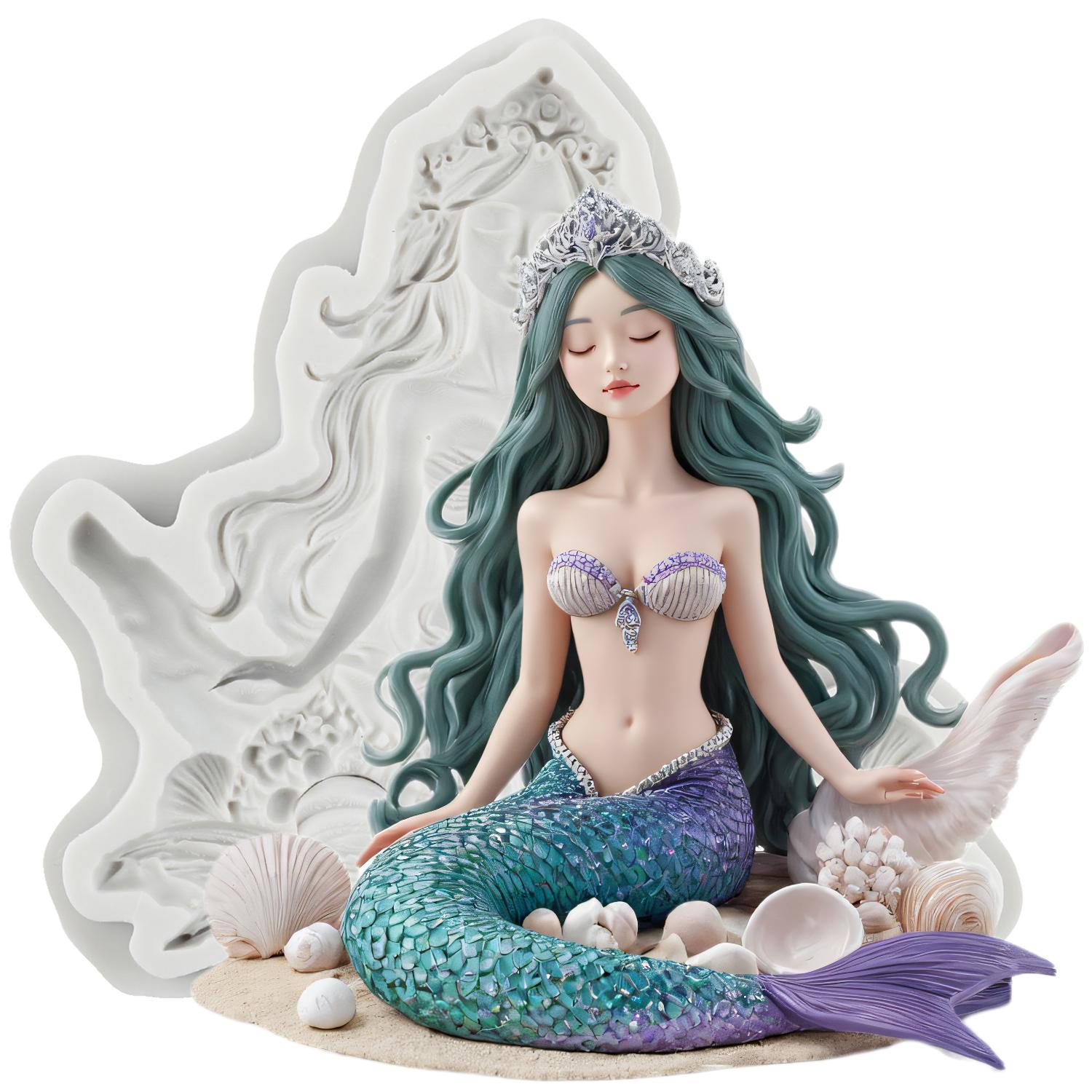 

Mermaid Silicone Mold Mermaid Girl Fondant Molds Cake Decorating Tools Theme Cake Dessert Decorated Chocolate Candy Mold серый