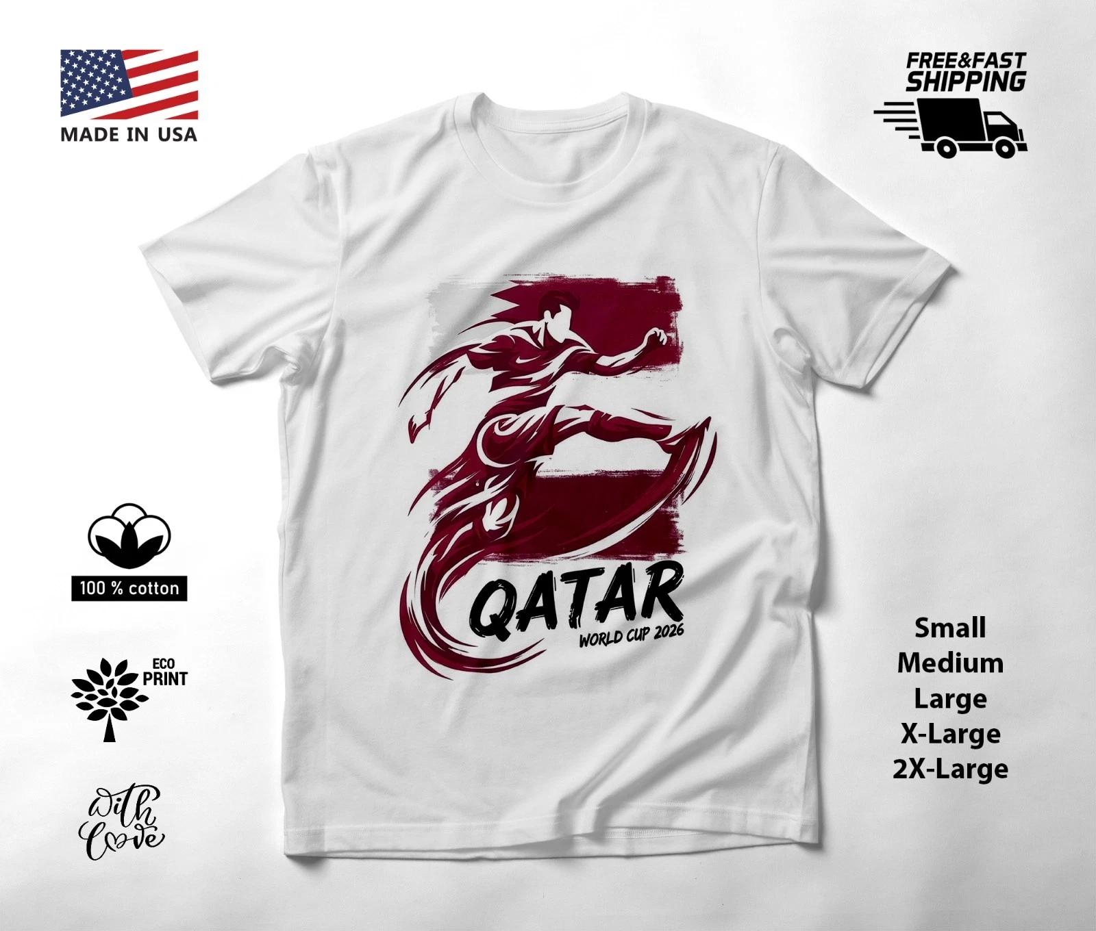 QATAR - NEW World Cup 2026 Football Soccer Fans T-Shirt Tee Shirt XS