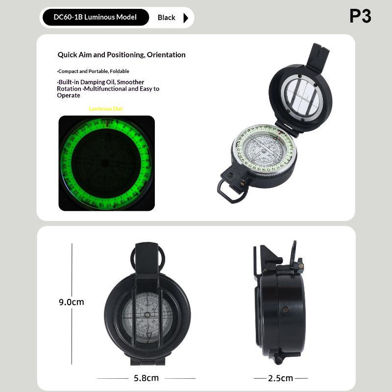 Waterproof High Precision Portable Compass Outdoor Gadget Sports Hiking Mountaineering Professional Metal Sight