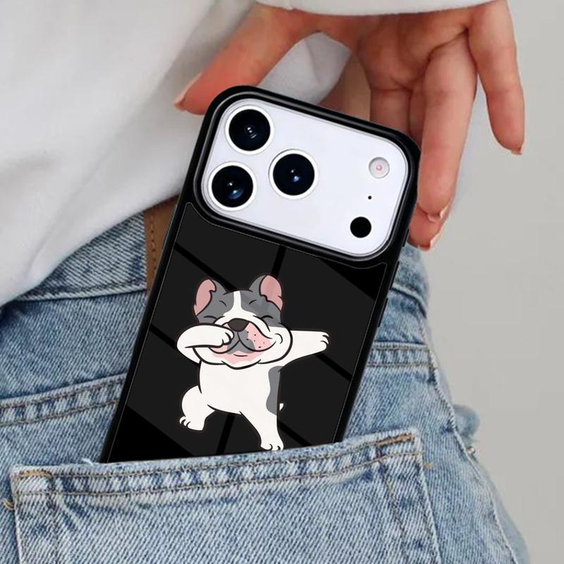 Cartoon French Bulldog Phone Case for iPhone 16e 15 14 13 12 17 Pro Max Plus Air 17pro Cover Coque