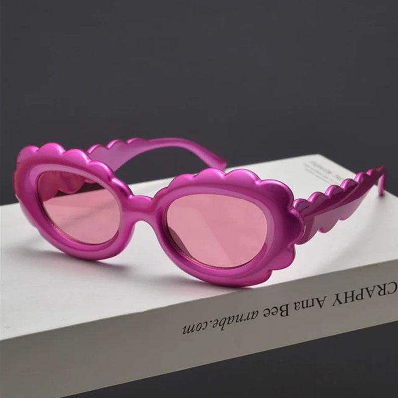 Glasses Shoes Women's Purple/Pink Y2k Vintage Big Frame Flower Ripple Sun Glasses For For For Gents Luxury Designer Sun Glasses Punk Popular Eye Glasses
