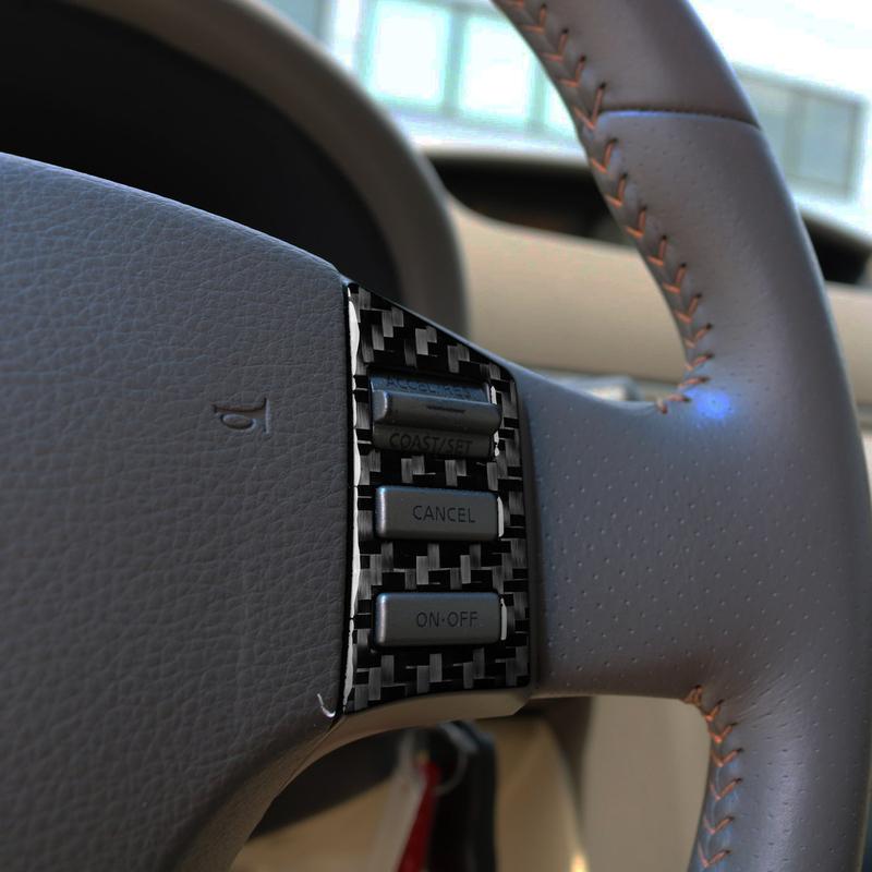 Real Carbon Fiber Car Accessories Steering Wheel Button Decorative Trim Cover Soft Sticker For Infiniti G35 V35 CV35 2005-2006