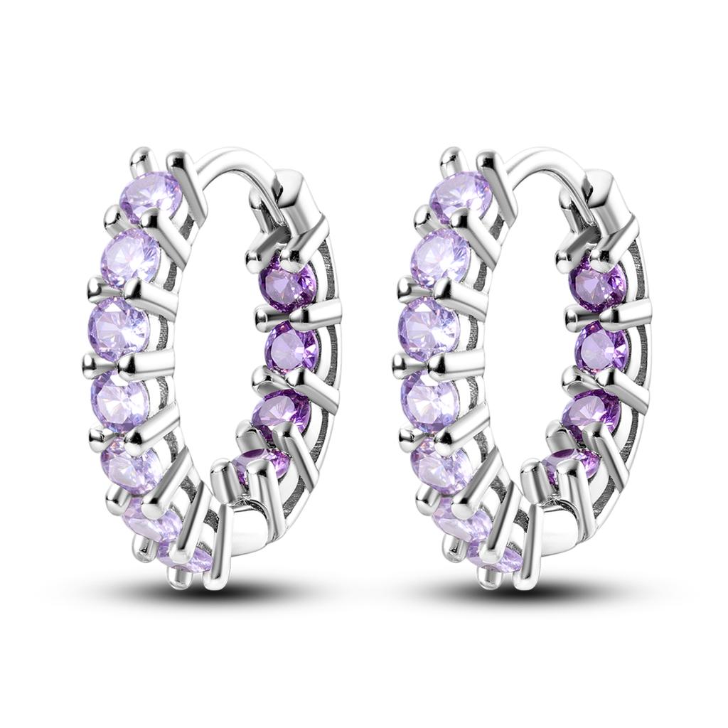 Silver Plated Hoop Earrings Moon Star Dreamcatcher Colored Zircon Fine Earring Jewelry Gift for Women