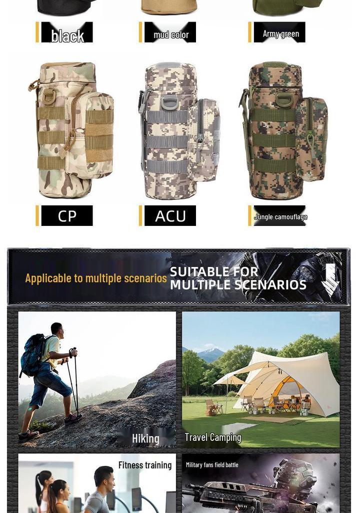 Cross095 Tactical Hiking Water Bottle Waist Bag - Molle System Accessory (No Shoulder Strap)