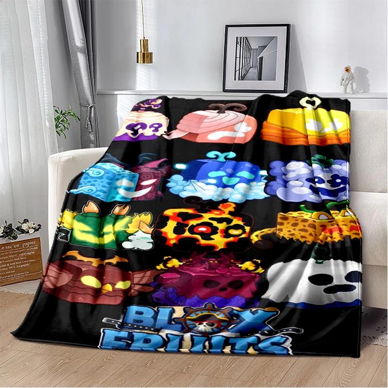 2025 New Style B-Blox Fruit Cartoon Flannel Blanket,Soft Throw Blanket for Home Bedroom Bed Sofa Travel Cover Kid Gift