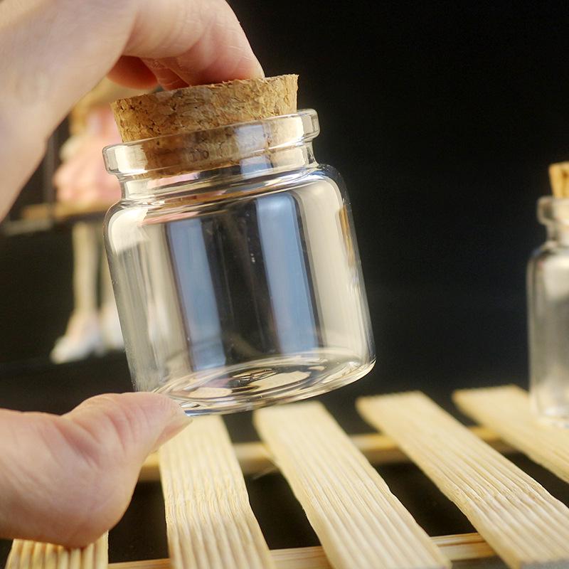 Charming Small Glass Cork Bottle for Seashells or Feather Collections