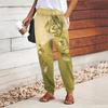 Women Flower Printing Pants Lace Up Elastic Waist Loose  Trousers Casual Long Pants Trousers with Pockets