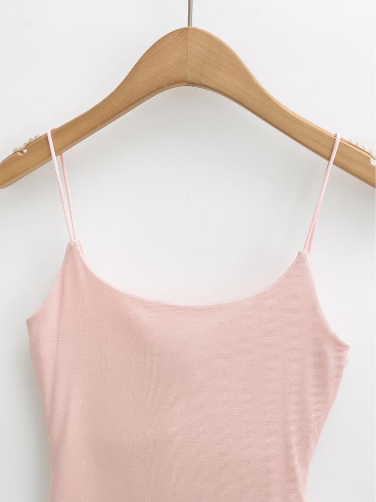 Women's Slim Fit High Elasticity Camisole - Spring/Summer Basic Layer, No Bra Needed, Beautiful Back Design.