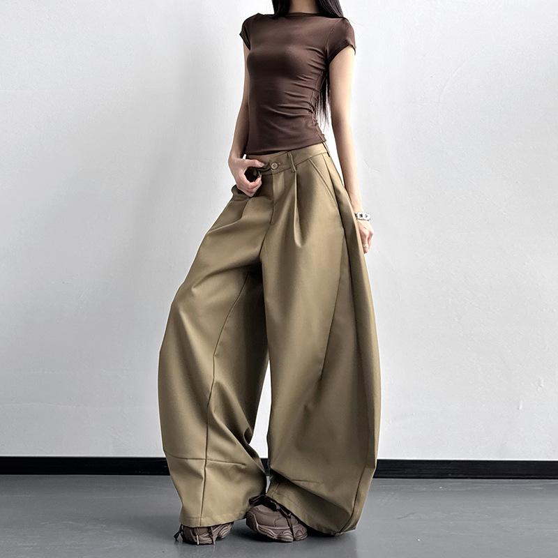 Women s Black High-Waisted Wide-Leg Casual Pants - Spring/Autumn 2026 Collection Large