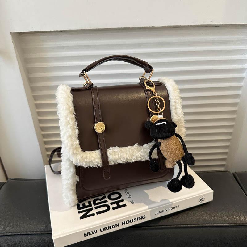 Retro College Style Backpack for Women's New Style Trendy Korean Plush Bag Versatile Multi-functional Handbag