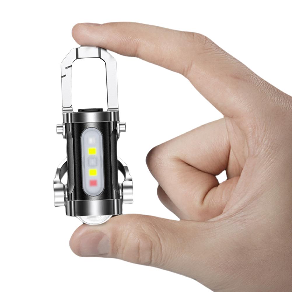 Mini Flashlight Multifunctional Portable Keychain Torch USB Rechargeable Ultralight Camping Flashlight for Camping Hiking