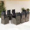 Vidaxl 9-Cz. Garden Furniture Set With Cushions, Grey, PE Rattan