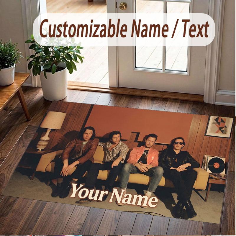 Custom Name Crystal Velvet Rug,Arctic Monkeys Comfortable Anti Slip Floor Mat For Room Decoration