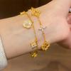 24K Gold-Plated Zircon Flower Bangle: Elegant, High-End, Versatile Bracelet for Women
