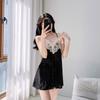 Lace suspender home nightdress simulation silk fabric summer cool and sexy V-neck bow decoration home leisure