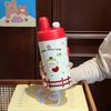Water Bottle New Dudu Cartoon Straw Thermos Cup 111 Water Cup Strap Portable Coffee Cup