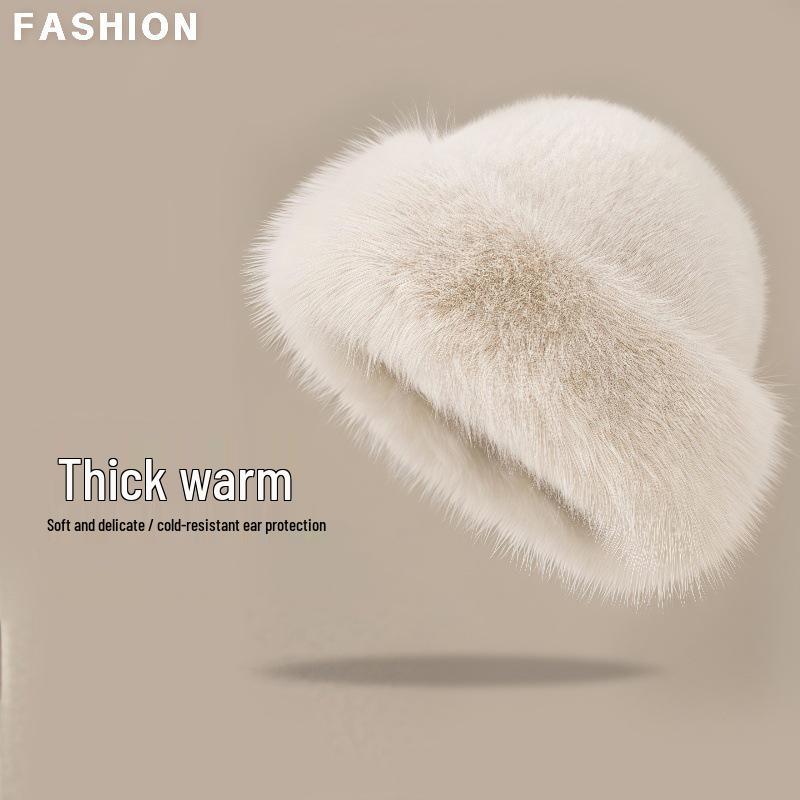 Women's Faux Mink Fur Winter Fisherman Hat - Ethnic Style, Windproof, Warm, Ear Protection, Versatile Plush Mongolian Design