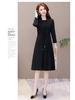 Spring & Autumn Long-Sleeve Two-Piece Dress for Middle-Aged Women - Slim Fit, Medium Length