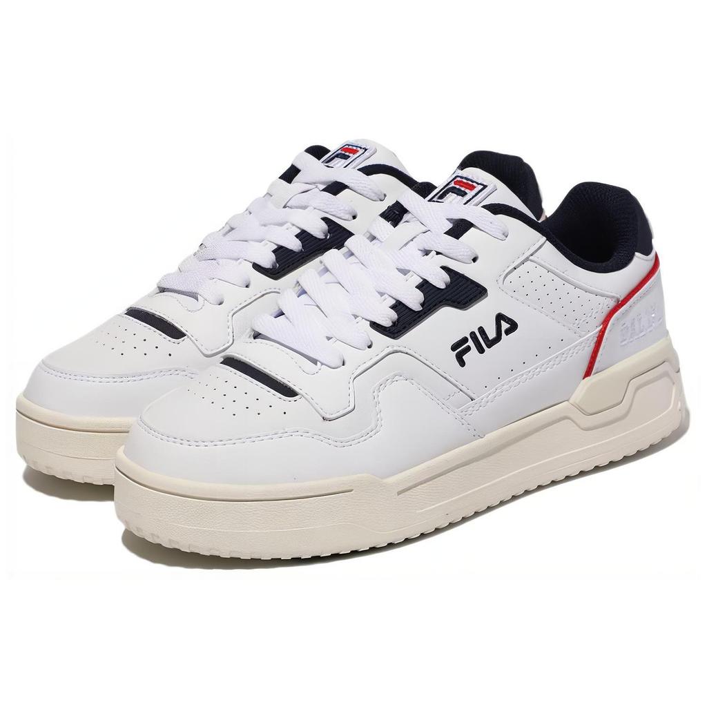 FILA Targa Leather Platform Low top Skateboard Shoes Unisex White Black Korean Style 1TM01822E_147