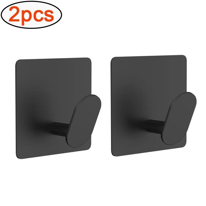1/2pcs Stainless Steel Bathroom Robe Hooks Adhesive Wall Hook Towel Holder Bathroom Kitchen Hardware Multi-Purpose Hanger Hook
