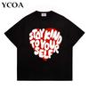 Herren T-Shirt Oversized Baumwolle Harajuku Herz Grafik Streetwear Koreanische Mode Ästhetische T-Shirts Kurzarm K-Pop Oberteil Y2k Kleidung