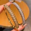 Zircon Inlaid Yellow and White Color Separated Bracelet, Cuban Bracelet, Light Luxury High-end Tennis Bracelet