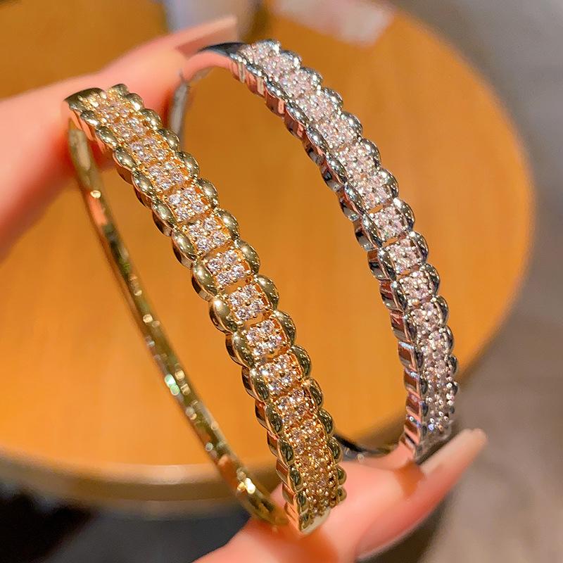 Zircon Inlaid Yellow and White Color Separated Bracelet, Cuban Bracelet, Light Luxury High-end Tennis Bracelet