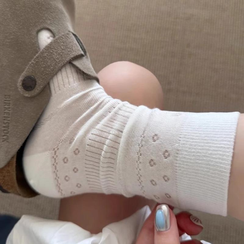 

Женские тонкие ажурные гольфы средней длины Jk Lolita Милые девочки Японские однотонные дышащие хлопковые чулки белый