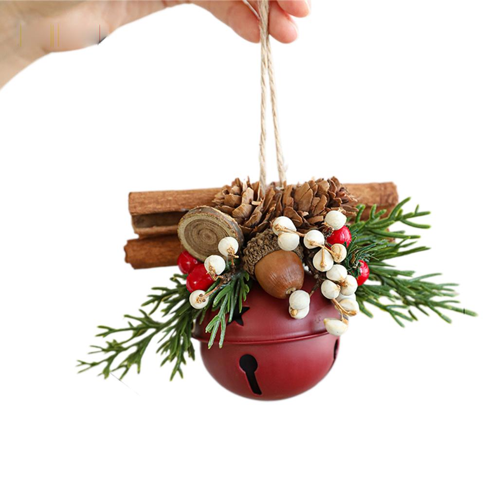 

1PCS Christmas Bell Ornament Red Pine Cone Gold Velvet Bow Hanging Decor 12cm 14cm Tree Decoration Festive Party Scene Setting