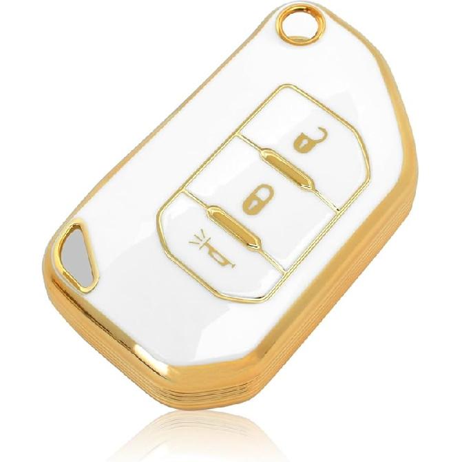 TPU Car Key Fob Cover Shell Protector for 2019 2020 2021 2022 2023 Jeep Gladiator Smart Remote Key Jeep Wrangler 2018-2023 (White 3 Button) white 3 button