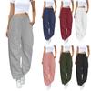 Dames Hoge Taille Trainingsbroek Joggingbroek Wijde Onderkant Kleur Broek Met Zakken