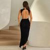 European and American Style Vest Texture Halter Split Tight Dress Women's Clothing Slim Fit European and American Style Explosion