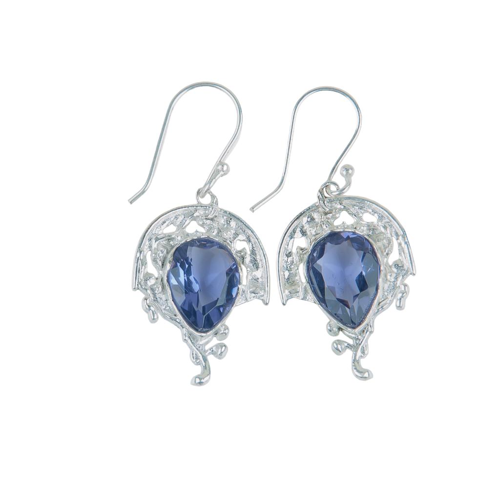 Iolite Gemstone 925 Sterling Silver Jewelry Handmade Designer Earrings For Women CE-5-6